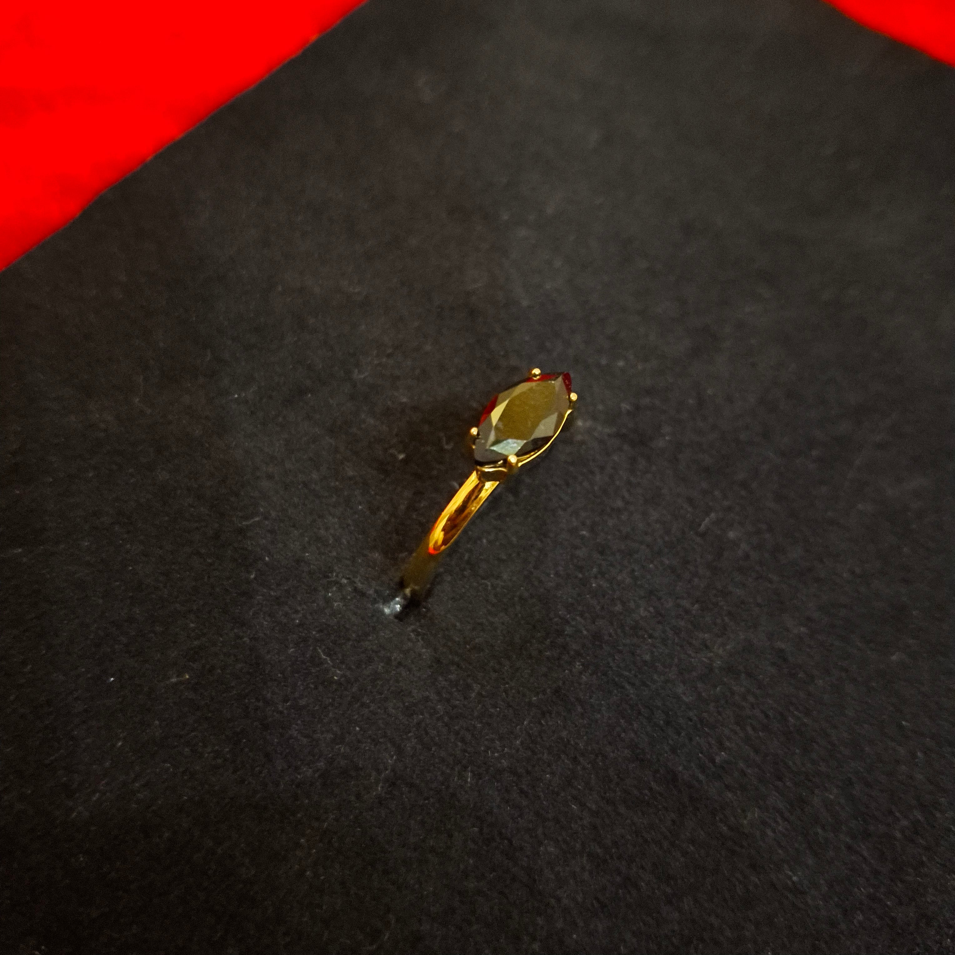 Midnight Marquise Black Gemstone Ring in Gold Finish