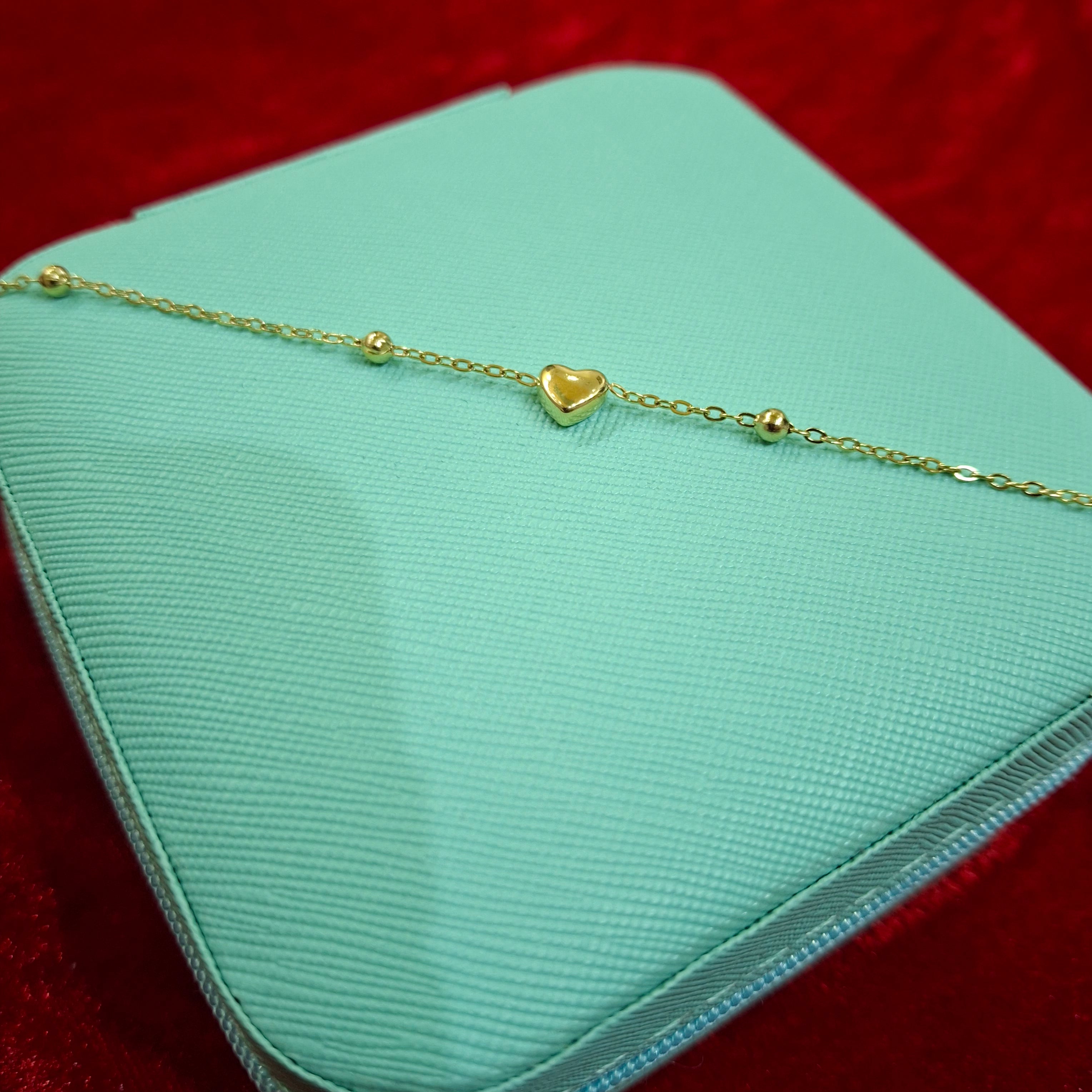 Golden Hearts & Beads Dainty Station Necklace