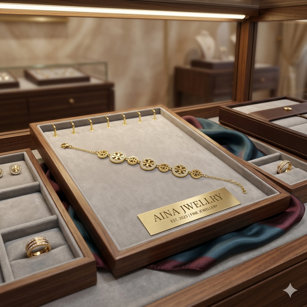 Luxe Pavé Medallion & Gold Charm Bracelet
