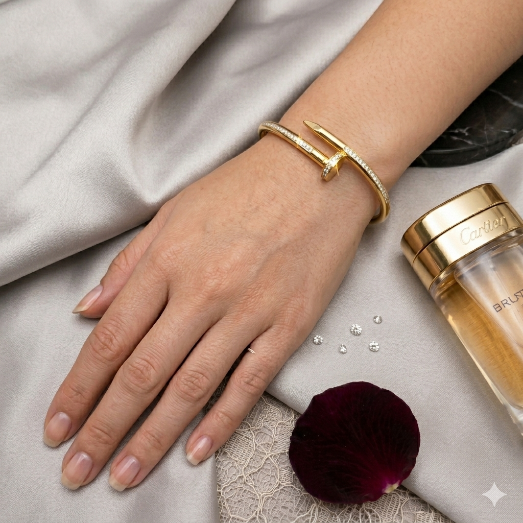 Iconic Sparkle: Pave-Encrusted Gold Nail Bangle