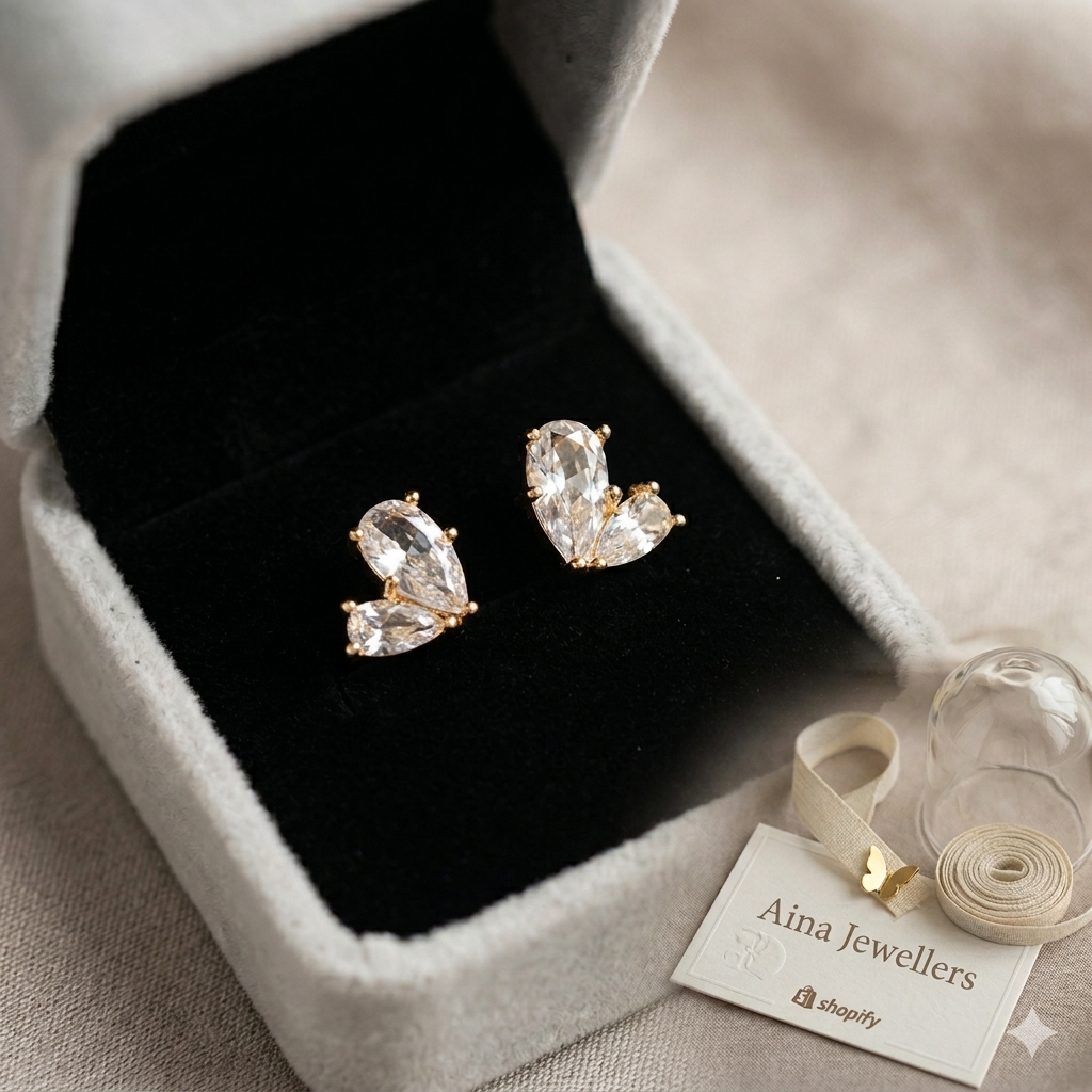Glimmering Pear-Cut Butterfly tops & nose studs