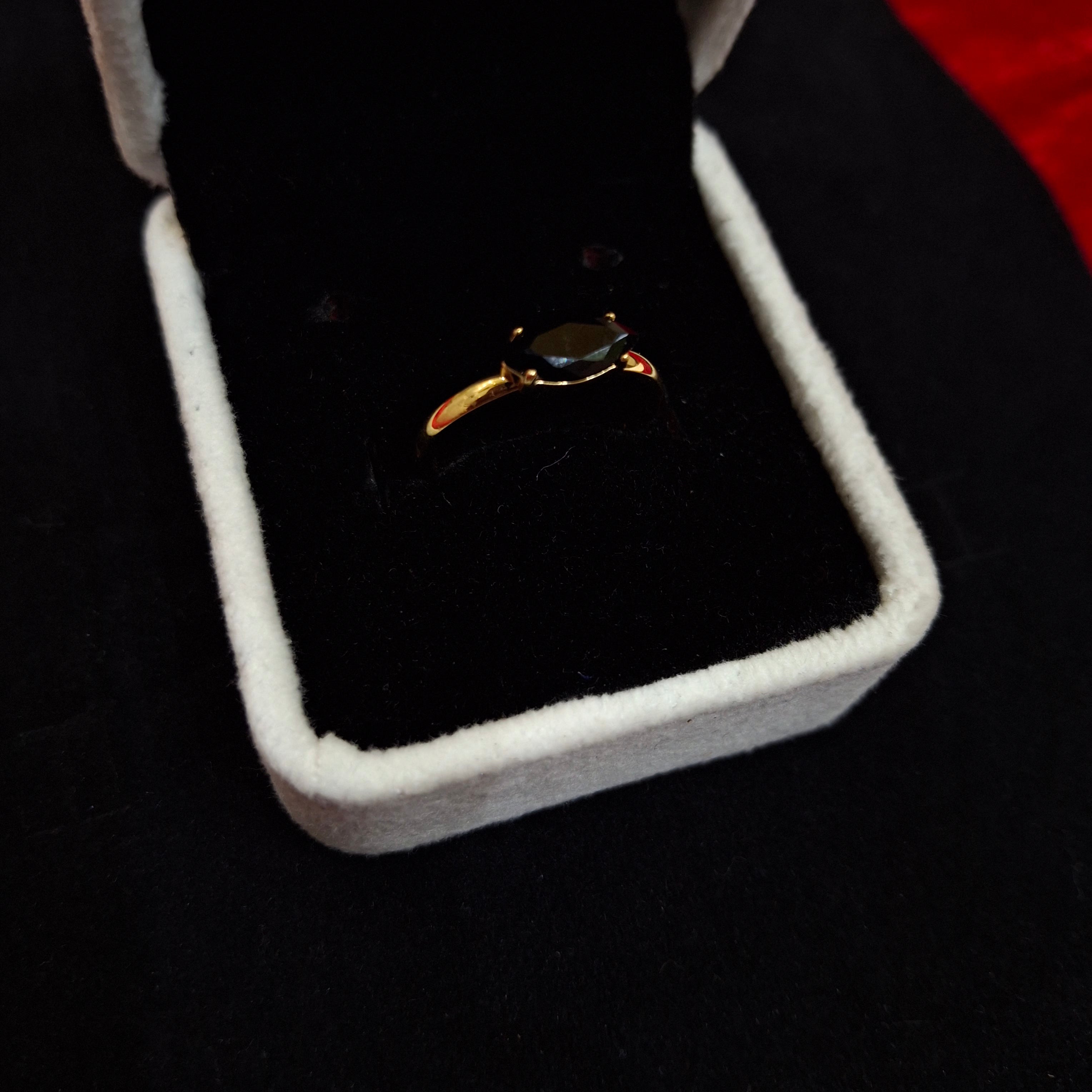 Midnight Marquise Black Gemstone Ring in Gold Finish