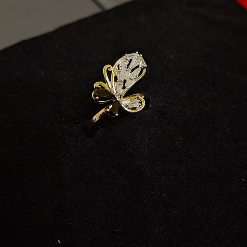 Crystal Monarch: Gold-Plated Butterfly Statement Ring by Aina Jewellers