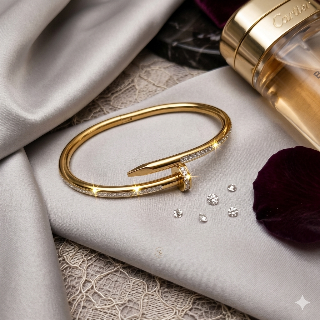 Iconic Sparkle: Pave-Encrusted Gold Nail Bangle