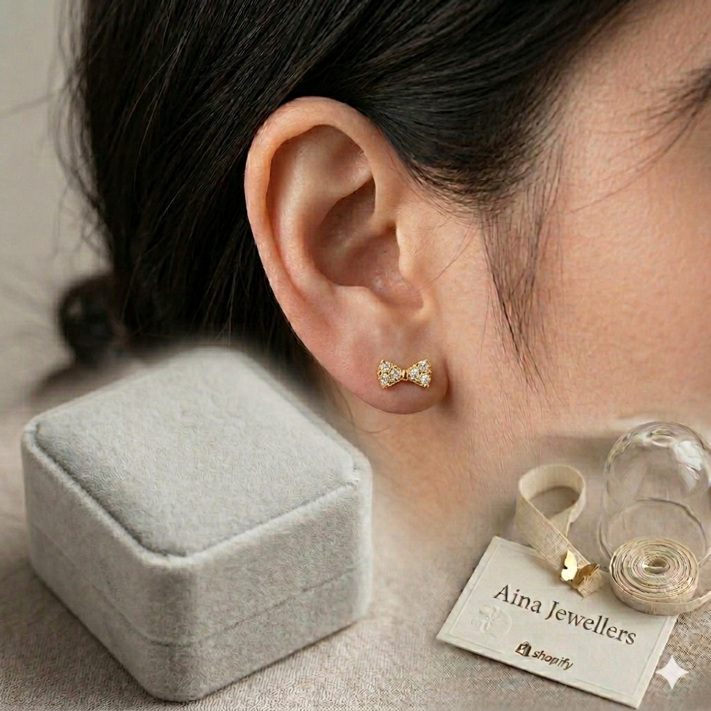 Sparkling Petite Bow Studs