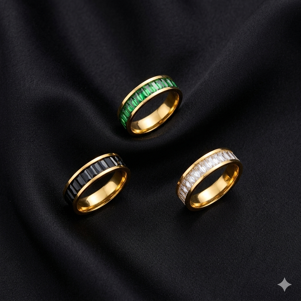 Baguette Crystal Gold-Plated Eternity Band