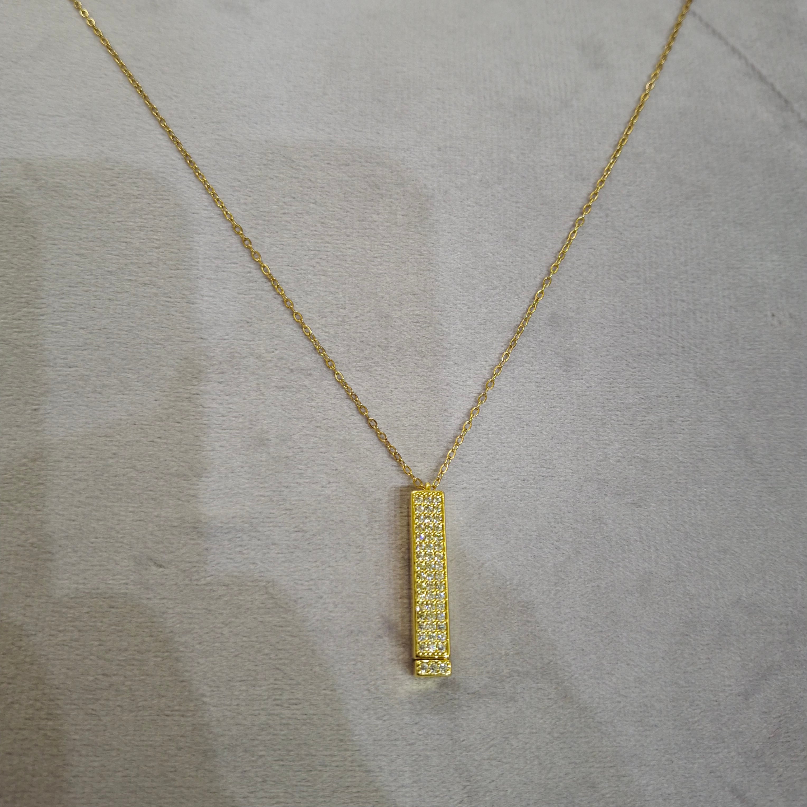 Elegant Pavé Crystal Bar Pendant Necklace