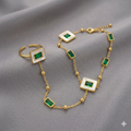 Emerald and Mother-of-Pearl Slave Bracelet and Ring Set