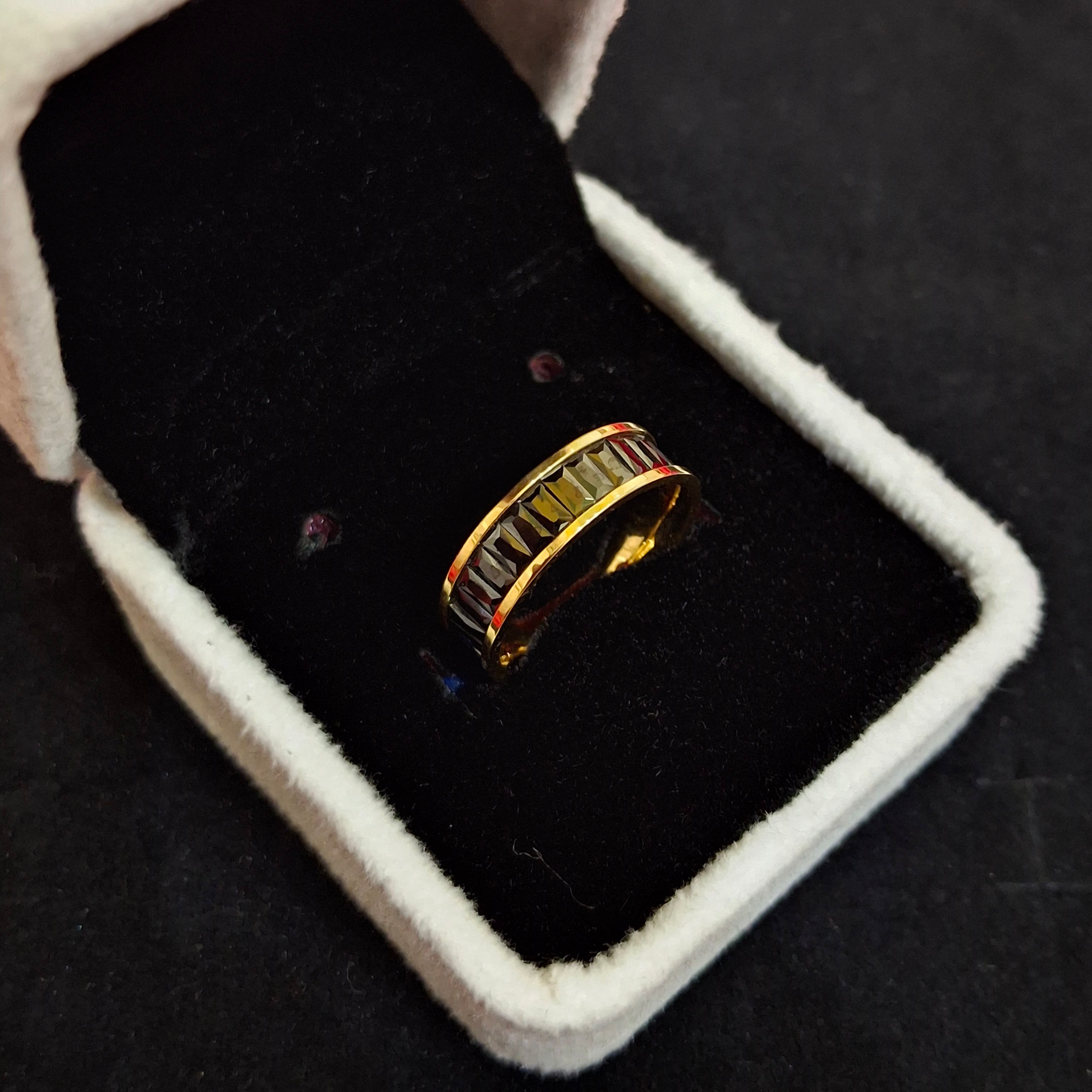 Baguette Crystal Gold-Plated Eternity Band